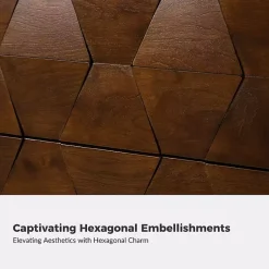 Kirklands Home Nightstands|Walnut Geometric 2-Drawer Charging Nightstand Brown