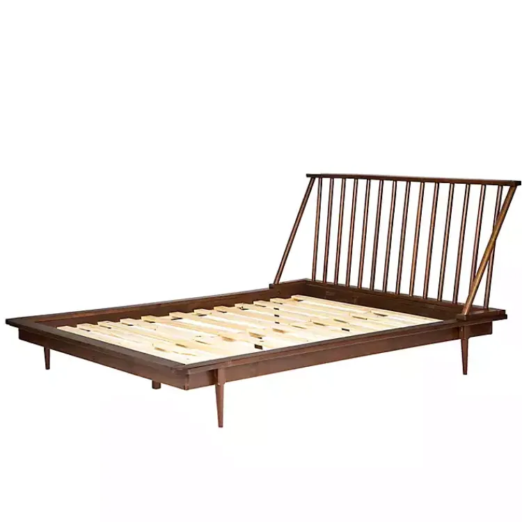 Kirklands Home Beds & Headboards|Walnut Mid-Century Modern Queen Bed Frame Brown