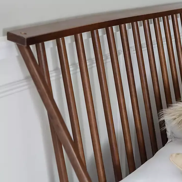 Kirklands Home Beds & Headboards|Walnut Mid-Century Modern Queen Bed Frame Brown