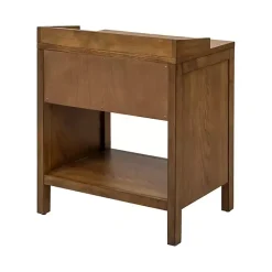 Kirklands Home Nightstands|Walnut Mid-Century Modern Carved Nightstand Brown