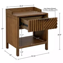 Kirklands Home Nightstands|Walnut Mid-Century Modern Carved Nightstand Brown