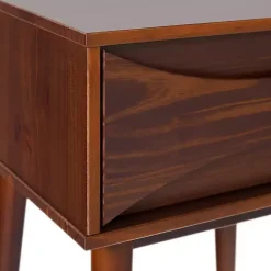 Kirklands Home Nightstands|Walnut Mid-Century Modern Nightstand Brown