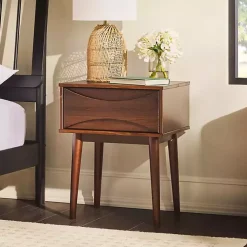 Kirklands Home Nightstands|Walnut Mid-Century Modern Nightstand Brown