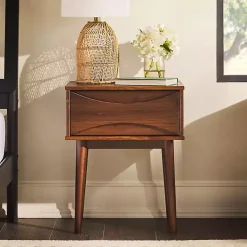 Kirklands Home Nightstands|Walnut Mid-Century Modern Nightstand Brown