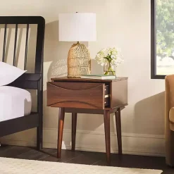 Kirklands Home Nightstands|Walnut Mid-Century Modern Nightstand Brown