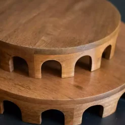 Discount Walnut Round Cut Out Risers, Set of 2 Decorative Accents