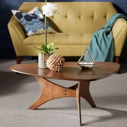 Kirklands Home Coffee Tables|Walnut Triangle Modern Coffee Table Brown