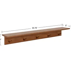 Kirklands Home Shelves|Walnut Wood Alia Shelf with Hooks