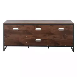 Kirklands Home Tv Stands & Media Consoles|Walnut Wood and Black Steel Media Stand Brown