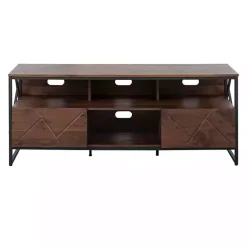 Kirklands Home Tv Stands & Media Consoles|Walnut Wood and Black Steel Media Stand Brown
