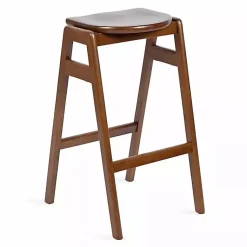 Kirklands Home Bar Stools & Counter Height Stools|Walnut Wood Backless Bar Stool Brown