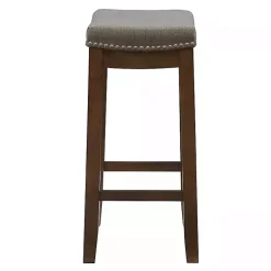 Kirklands Home Bar Stools & Counter Height Stools|Walnut Wood Counter Stool with Cushion Gray