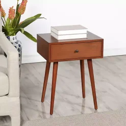 Kirklands Home Accent & End Tables|Walnut Wood 1-Drawer Arthur Accent Table Brown