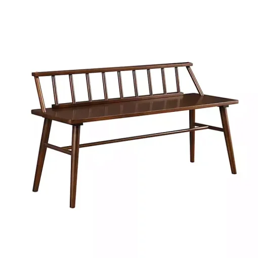 Kirklands Home Benches & Ottomans|Walnut Wood Low Back Spindle Bench Brown