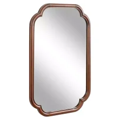 Kirklands Home Decorative Mirrors|Walnut Wood Scallop Wall Mirror Brown