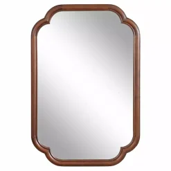 Kirklands Home Decorative Mirrors|Walnut Wood Scallop Wall Mirror Brown