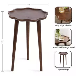 Kirklands Home Accent & End Tables|Walnut Wood Wavy Accent Table Brown