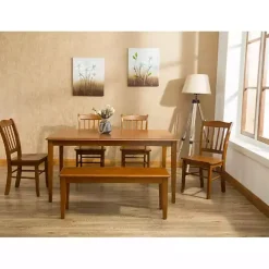 Kirklands Home Dining Chairs|Walnut Wooden Dining Bench Brown