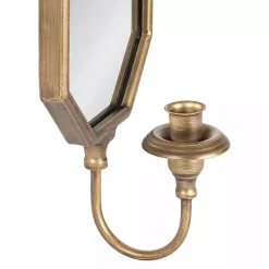 New Wardelle Antique Gold Mirrored Taper Candle Sconce Sconces