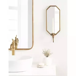 New Wardelle Antique Gold Mirrored Taper Candle Sconce Sconces