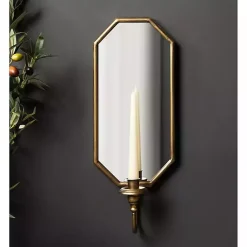 New Wardelle Antique Gold Mirrored Taper Candle Sconce Sconces