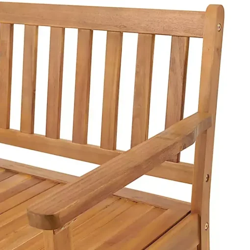 Kirklands Home Outdoor Seating|Warm Acacia Wood Slatted Outdoor Storage Bench Brown