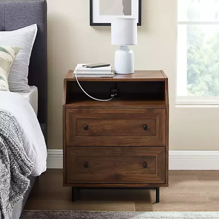 Kirklands Home Nightstands|Warm Brown Curved Top Nightstand Table