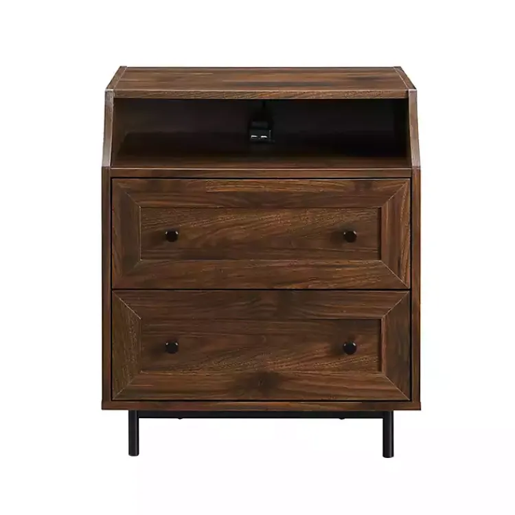 Kirklands Home Nightstands|Warm Brown Curved Top Nightstand Table