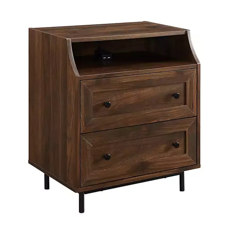 Kirklands Home Nightstands|Warm Brown Curved Top Nightstand Table
