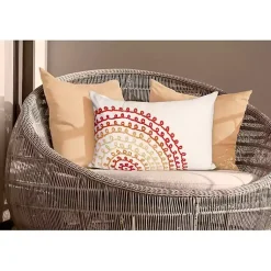 Kirklands Home Outdoor Cushions & Pillows|Warm Lamontage Swirl Outdoor Throw Pillow Ivory