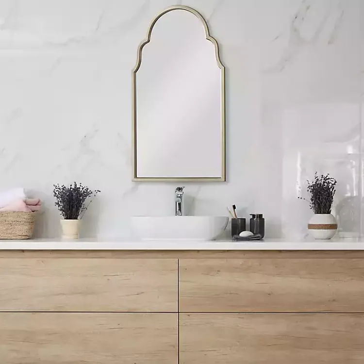 Kirklands Home Decorative Mirrors|Warm Silver Arched Wall Mirror