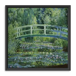 Kirklands Home Canvas Art|Water Lilies and Japanese Bridge Framed Art Print Green