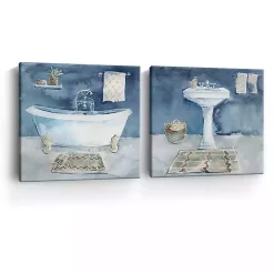 Kirklands Home Canvas Art|Watercolor Bathroom Canvas Art Prints, Set of 2