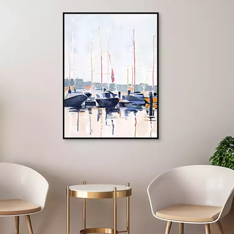 Kirklands Home Canvas Art|Watercolor Boat Club Framed Canvas Art Print