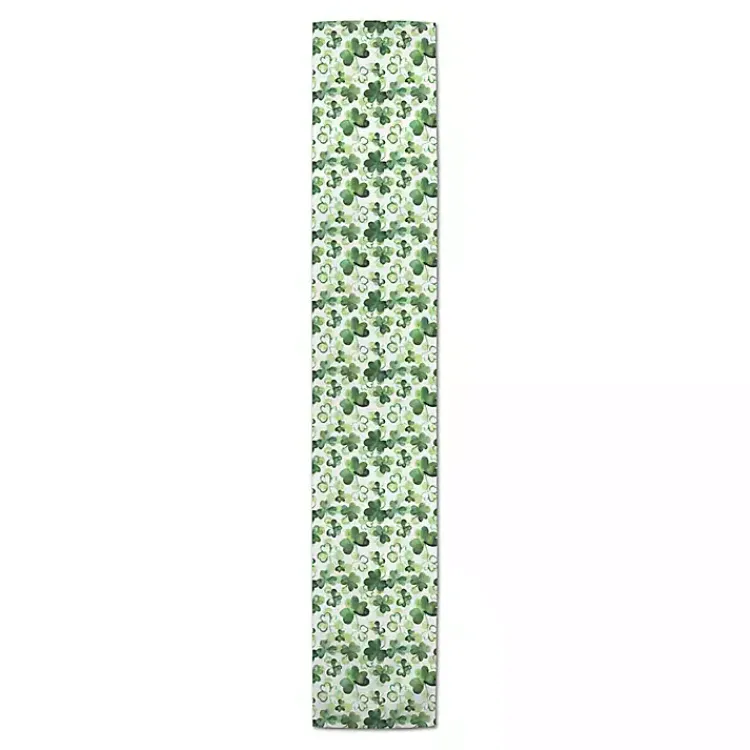 Clearance Watercolor Clovers Table Runner, 90 in. St Patricks Day Decorations