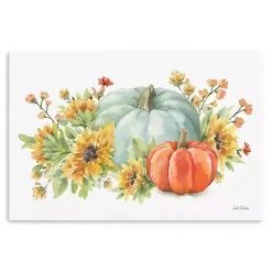 Online Watercolor Floral Pumpkins Canvas Print, 24x16 in. Fall