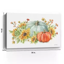 Online Watercolor Floral Pumpkins Canvas Print, 36x24 in. Fall