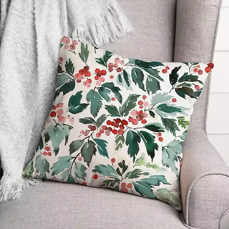 New Watercolor Holly Pillow Christmas Pillows