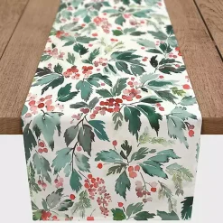 Clearance Watercolor Holly Table Runner, 72 in. Christmas Dining & Entertaining