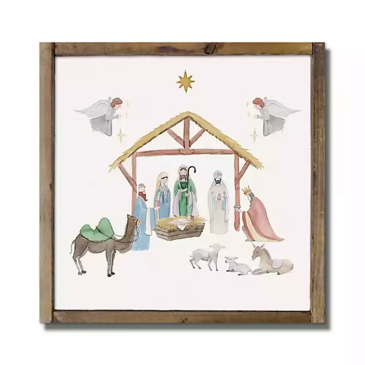 New Watercolor Nativity Scene Framed Art Print Christmas Art & Wall Decor