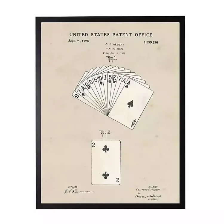 Kirklands Home Framed Art|Watercolor Playing Cards Framed Art Print Tan