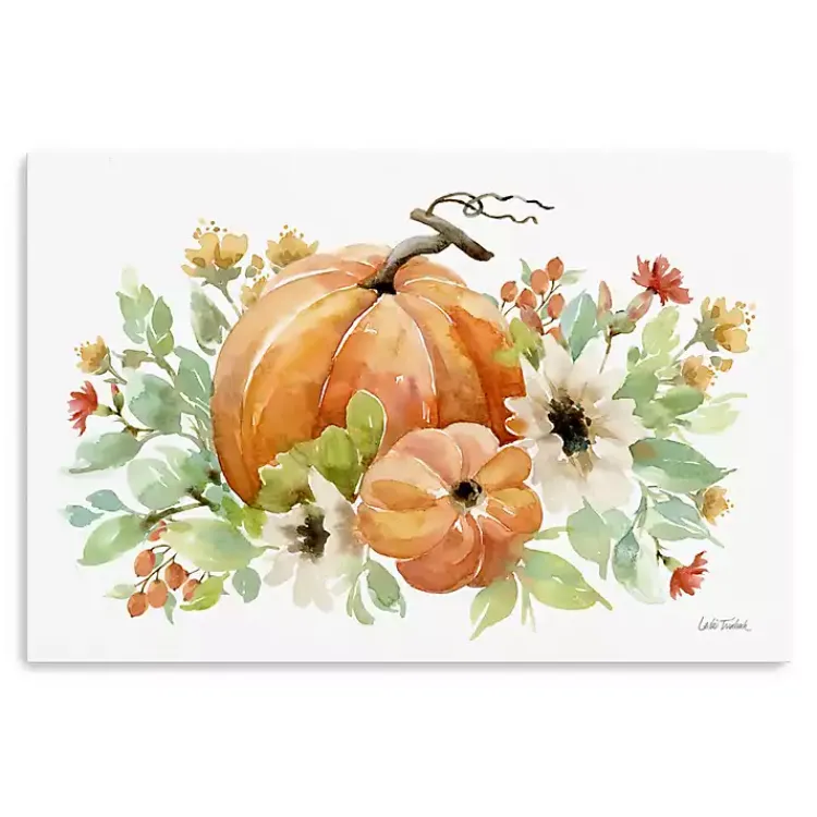 Clearance Watercolor Pumpkins Canvas Art Print, 24x16 in. Fall