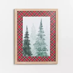 Online Watercolor Trees and Red Plaid Framed Art Print Christmas Art & Wall Decor