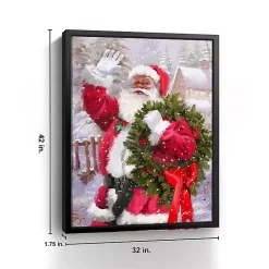 Clearance Waving Santa Wreath Framed Canvas Art Print Christmas Art & Wall Decor