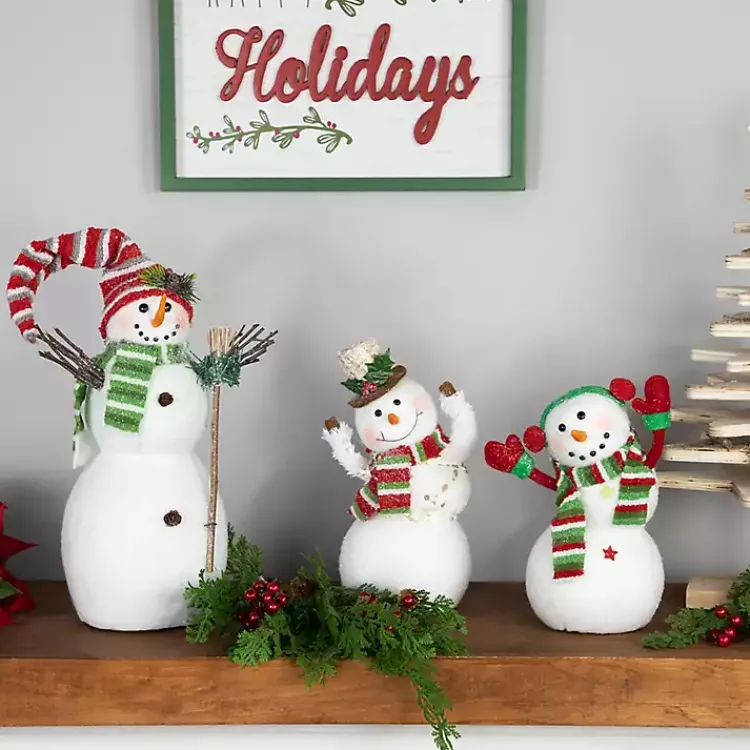 Sale Waving Snowman with Ear Muffs Figurine Christmas Decorations