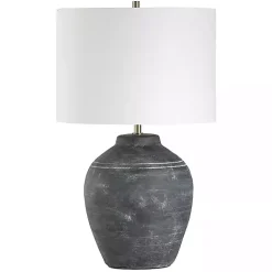 Kirklands Home Table Lamps|Weathered Black Ceramic Rhys Table Lamp White