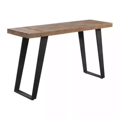 Kirklands Home Console Tables|Weathered Oak and Metal Console Table Tan