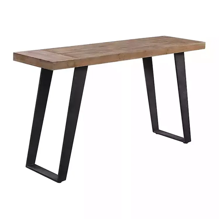 Kirklands Home Console Tables|Weathered Oak and Metal Console Table Tan