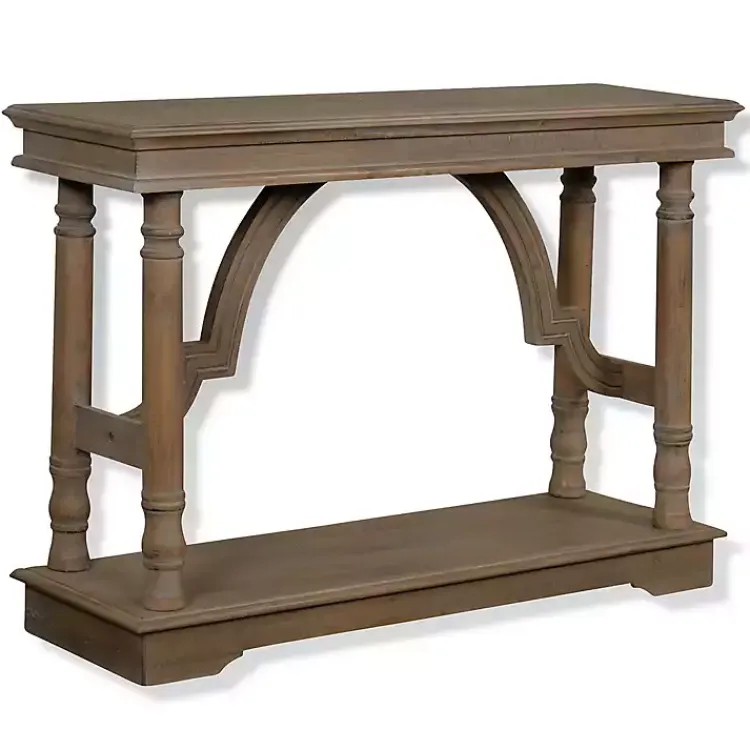 Kirklands Home Console Tables|Weathered Wooden Trestle Console Table Brown