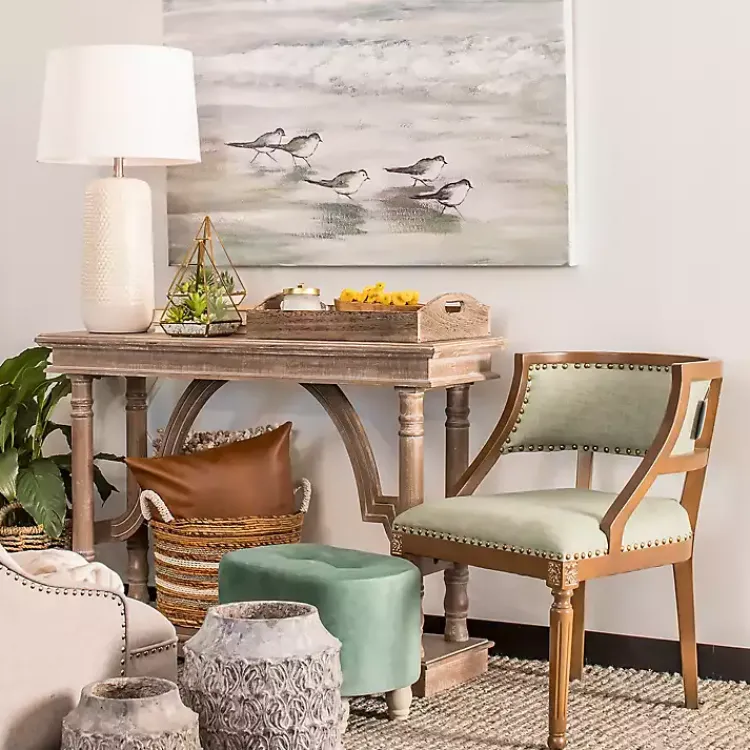 Kirklands Home Console Tables|Weathered Wooden Trestle Console Table Brown